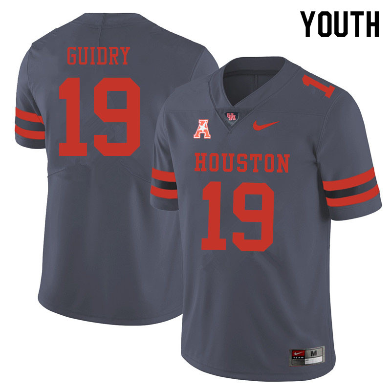 Youth #19 C.J. Guidry Houston Cougars College Football Jerseys Sale-Gray - Click Image to Close